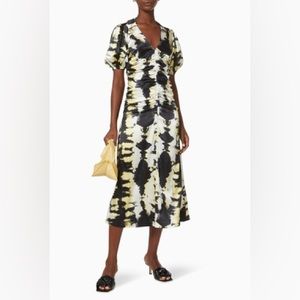 Ganni Tie Dye Ruched Midi Dress